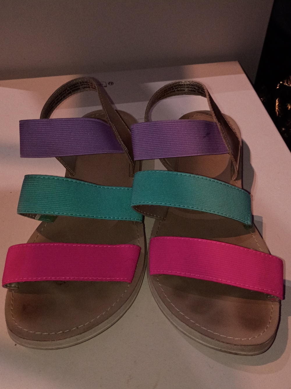 XOXO Purple, Teal & Pink Strappy Slide Sandals